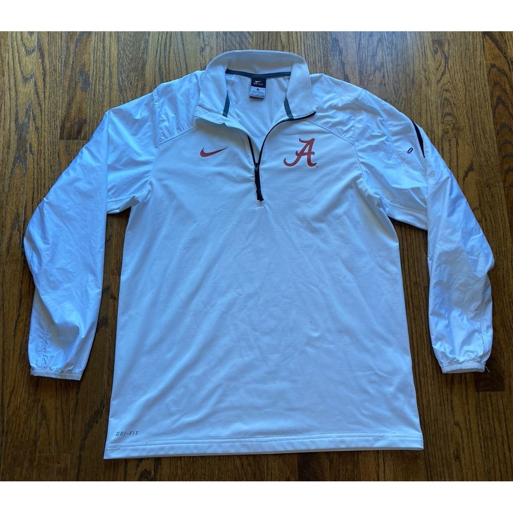 Nike Alabama Crimson Tide Jacket Mens Large 1/4 Zip Windbreaker Warm Up White